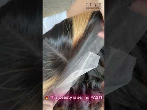 Luve Chestnut Brown with Blonde Highlights Wavy Bob HD Lace Front Wigs 180% Density