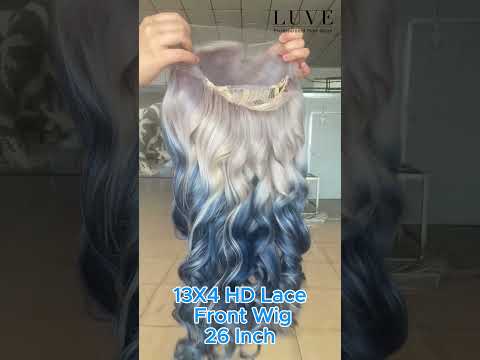 Luve Limited Design Blonde Ombre Blue Wave Wig 13X4 Lace Front Glueless Wig 