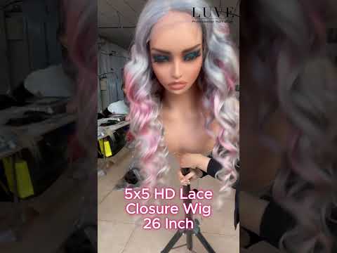 Luve Limited Design 613 Ash Blonde Ombre Pink Wave Glueless HD Lace Front Wig