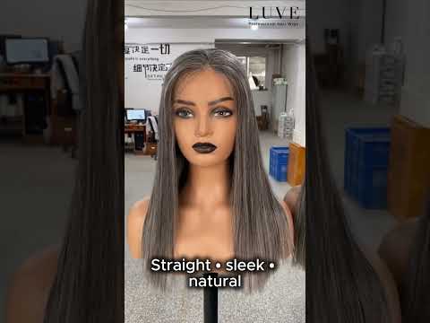 Salt & Pepper Wigs Straight Hair Glueless 5X5 Lace Closure Wig 200% Density