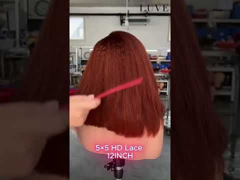 Copper Kinky Straight Glueless Bob with 4C Edges 5x5 HD Lace Closure Wig Natural Hairline