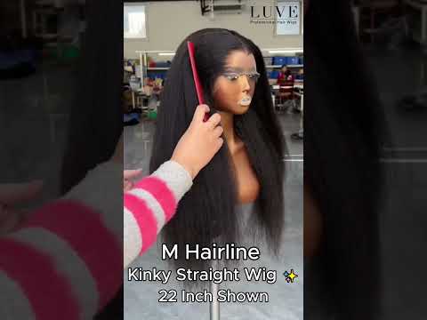 Kinky Straight With M Hairline 13x4 HD Lace Front Wig 180% Density Pre-Plucked Natural Look