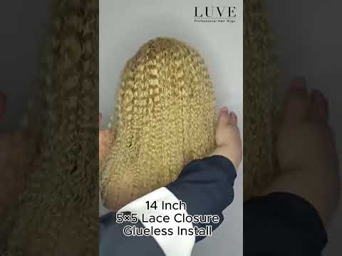 Luve 613 Platinum Beige Blonde Glueless Lace Front Wig  Water Wave 100% Human Hair