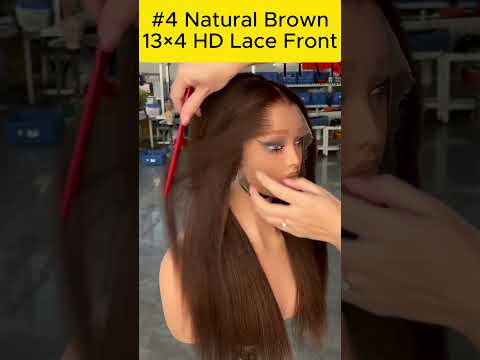Yaki Straight Wig with M Hairline #4 Brown 13X4 HD Lace Front Human Hair Wig Natural Look