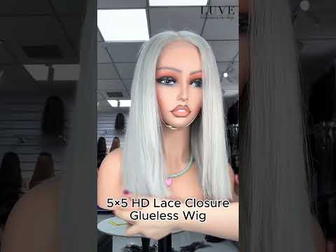 Grey Straight Bob Wig 5X5 HD Lace Closure Glueless Human Hair Wig