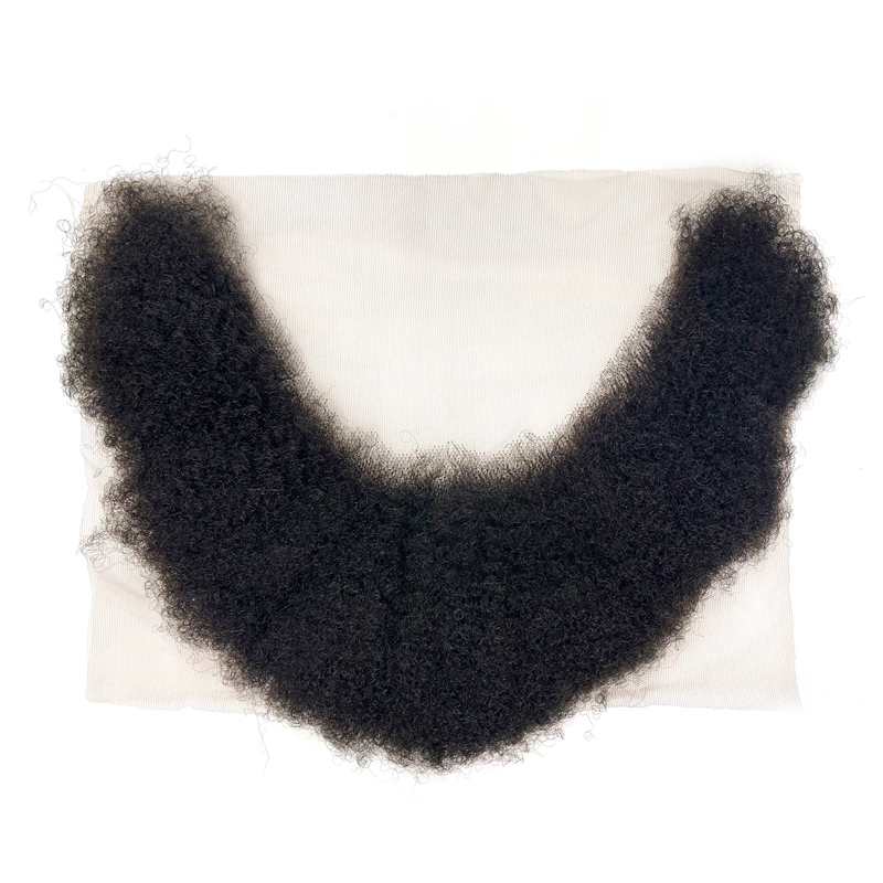 Human Hair Beard Afro Kinky Curly Full Lace Beard For Black Men