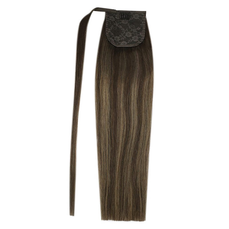 Human Hair Ponytail Extensions Balayage Highlights #2/8/2 100G Straight