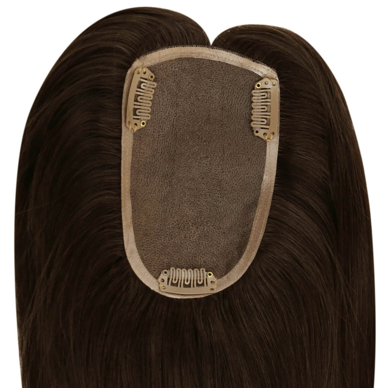 Human Hair Toppers 3X5 Inch Lace Base Hairpieces For Women #2 Dark Brown