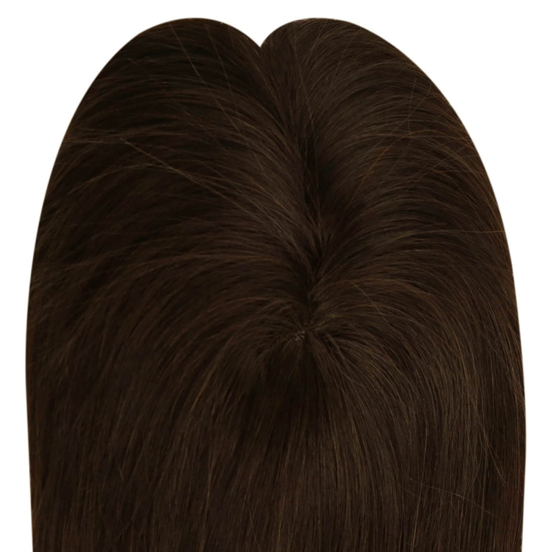 Human Hair Toppers 3X5 Inch Lace Base Hairpieces For Women #2 Dark Brown