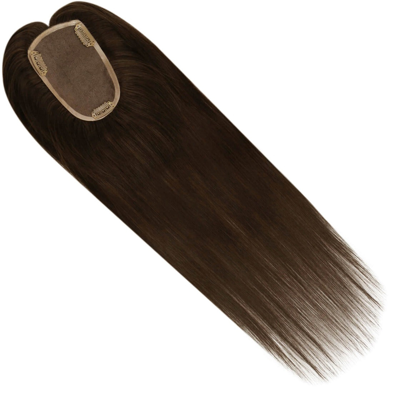 Human Hair Toppers 3X5 Inch Lace Base Hairpieces For Women #2 Dark Brown