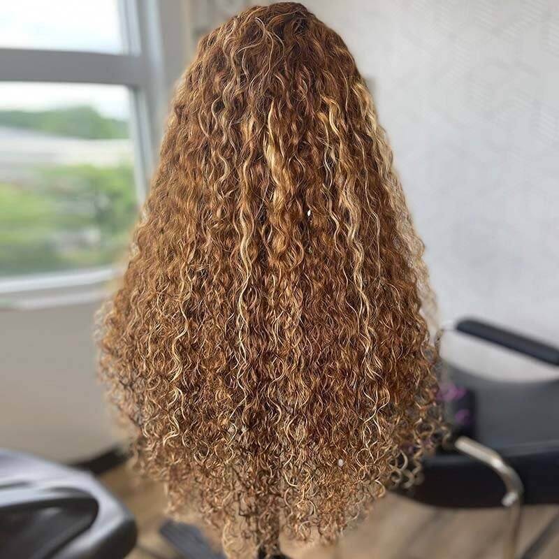 Luve Honey Blonde Highlight Curly 13X4 HD Lace Front Wig 5X5 HD Lace Closure Wigs