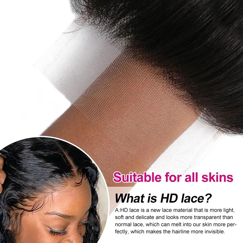Invisible 5x5 HD Lace Closure Deep Wave Hairpieces With Baby Hair