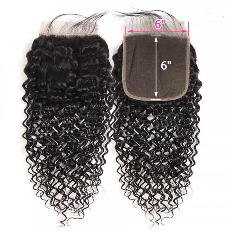 Jerry Curly Human Hair Lace Closure 6x6 Inch Unprocessed With Baby Hair