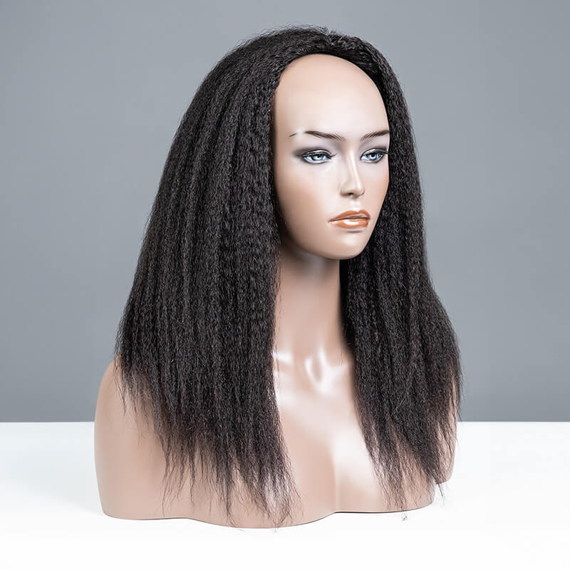 Kinky Straight 3 In 1 Half Wig Human Hair Glueless Wear Go
