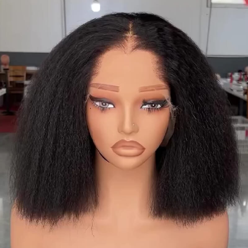 Kinky Straight Bob Wig 13X4 HD Lace Front Human Hair Wig with M Hairline