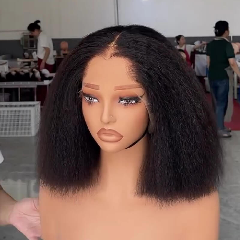 Kinky Straight Bob Wig 13X4 HD Lace Front Human Hair Wig with M Hairline