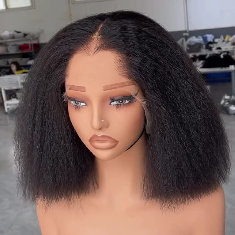 Kinky Straight Bob Wig 13X4 HD Lace Front Human Hair Wig with M Hairline