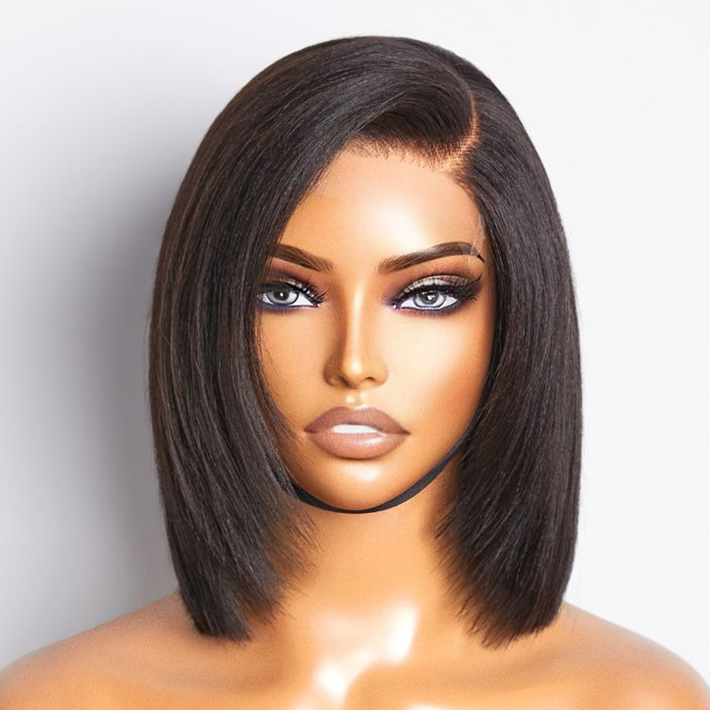 Layered Cut Yaki Straight C Part Glueless 5X5 HD Lace Bob Wig