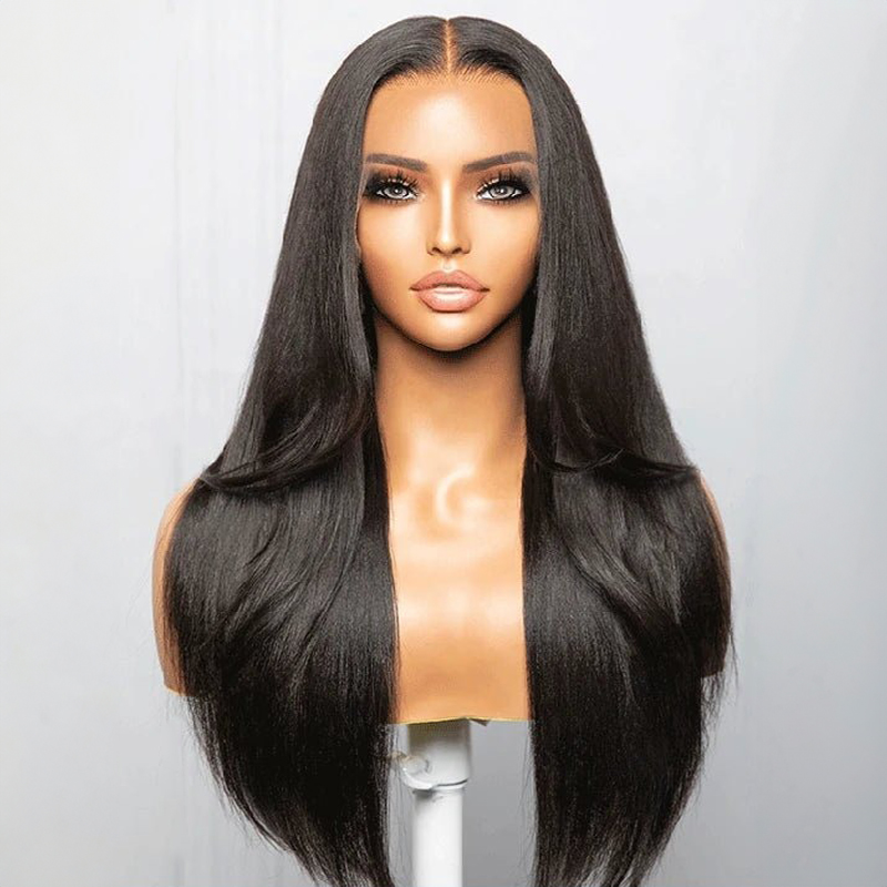 Layered Cut Yaki Straight Hair NC Color 13X4 Parting-Max HD Lace Front  Wig