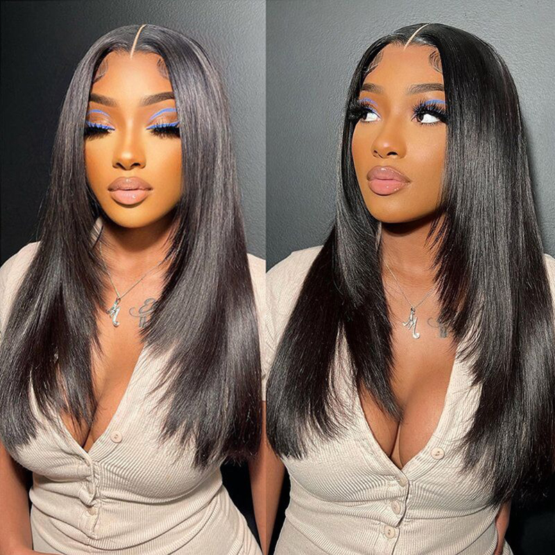 Layered Cut Yaki Straight Hair NC Color 13X4 Parting-Max HD Lace Front  Wig