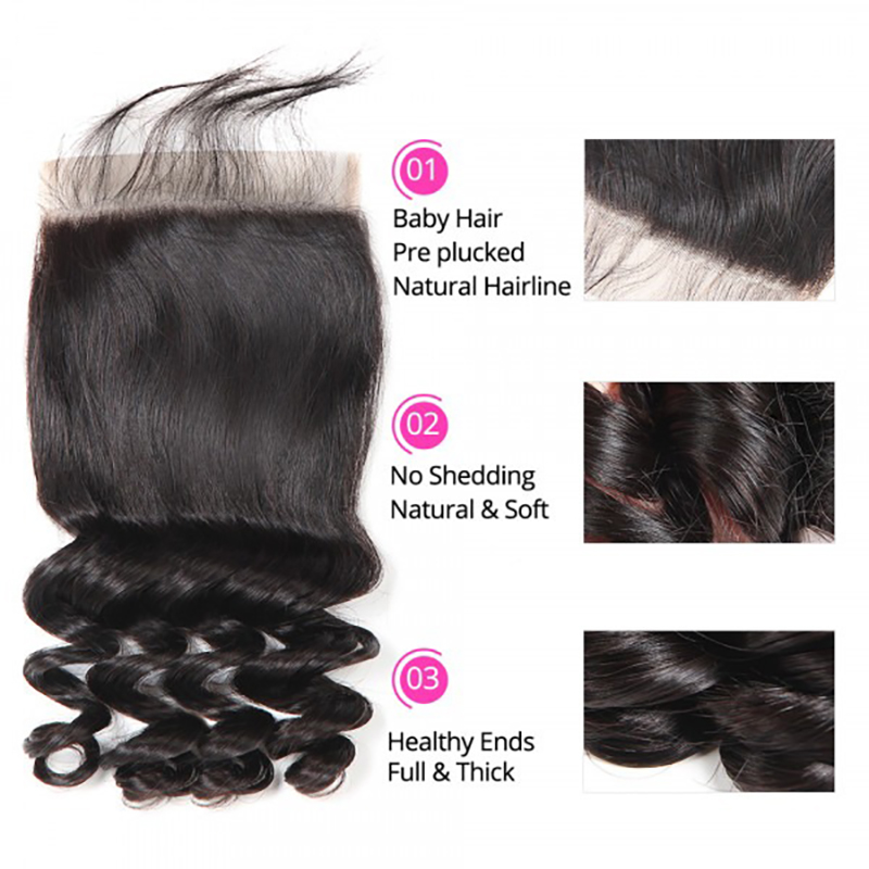 Loose Wave 6x6 Lace Closure Virgin Human Hair Lace Closure Pre-Plucked