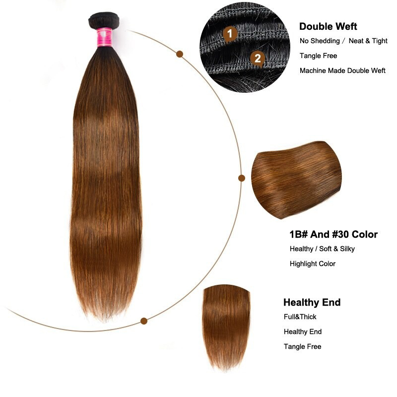 Luve 1 Bundles #1B/30 Highlight Color Straight Human Hair Extension