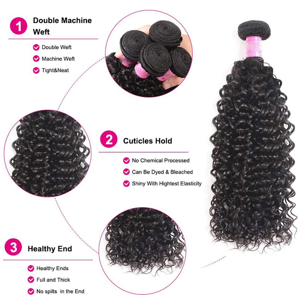 Luve 100% Virgin Human Hair 3 Bundles Curly Hair Weave Nature Color