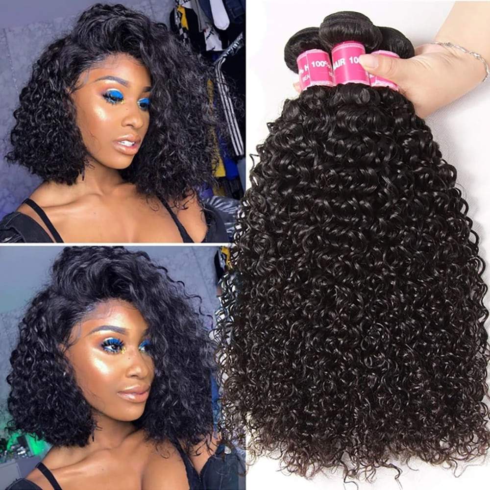Luve 100% Virgin Human Hair 3 Bundles Curly Hair Weave Nature Color