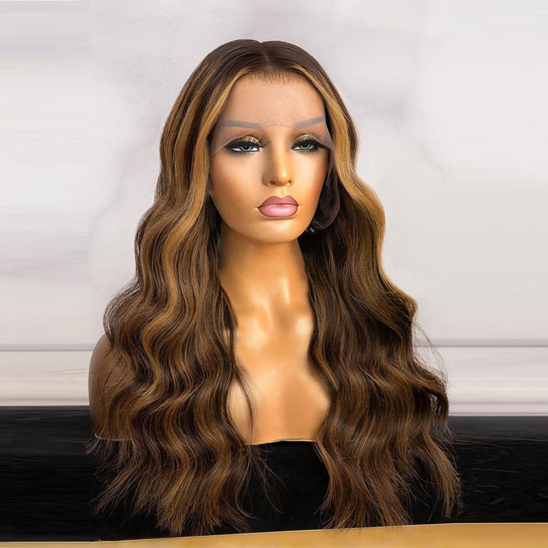 Luve 13x6 Highlight Brown Body Wave HD Lace Human Hair Wigs