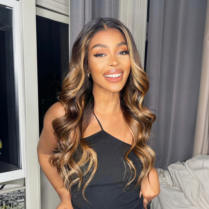 Luve 13x6 Highlight Brown Body Wave HD Lace Human Hair Wigs