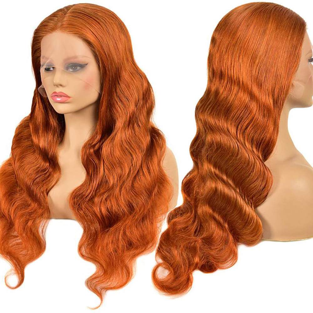 Luve #350 Orange Ginger T Part Human Hair Wig Pre-plucked With Baby Hair