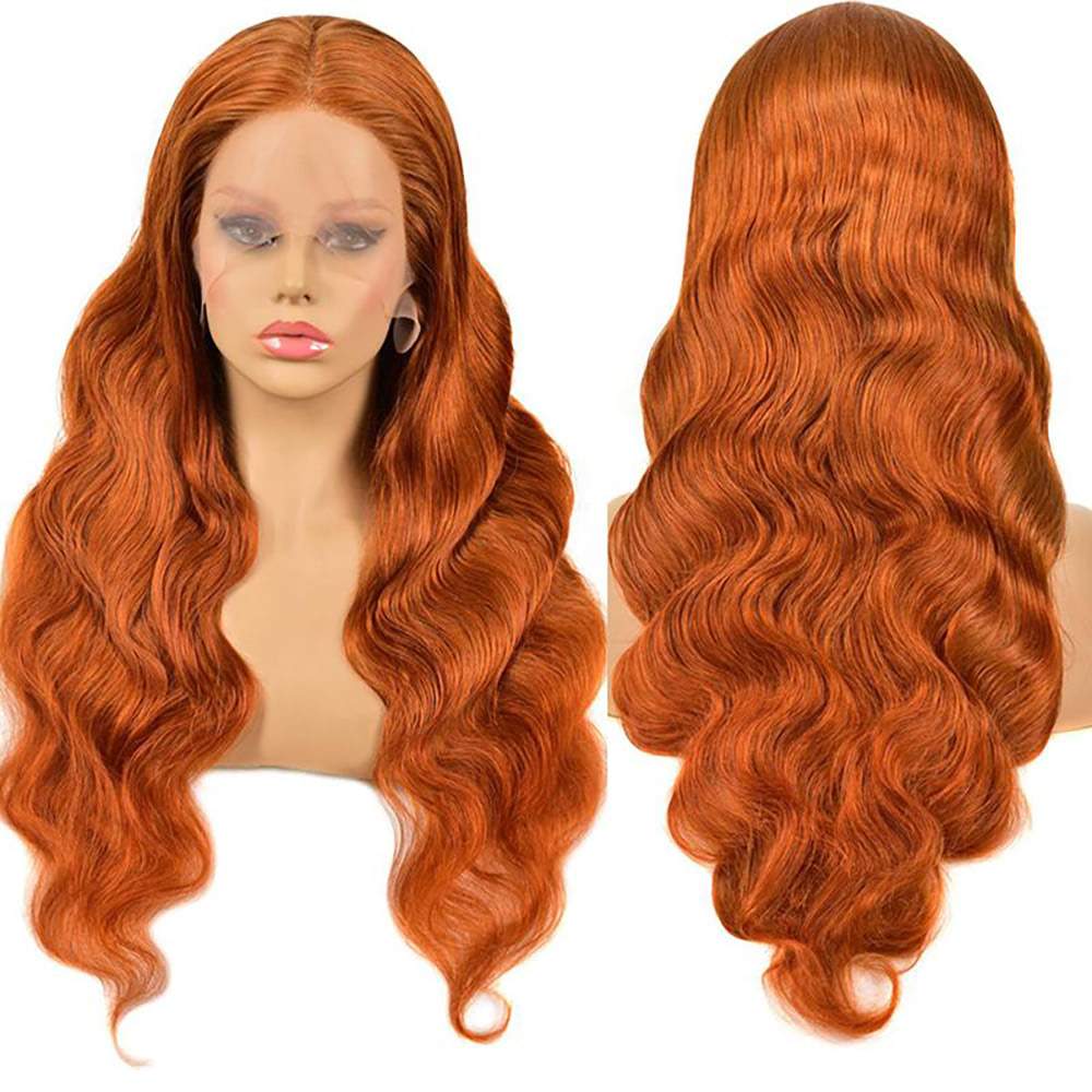 Luve #350 Orange Ginger T Part Human Hair Wig Pre-plucked With Baby Hair