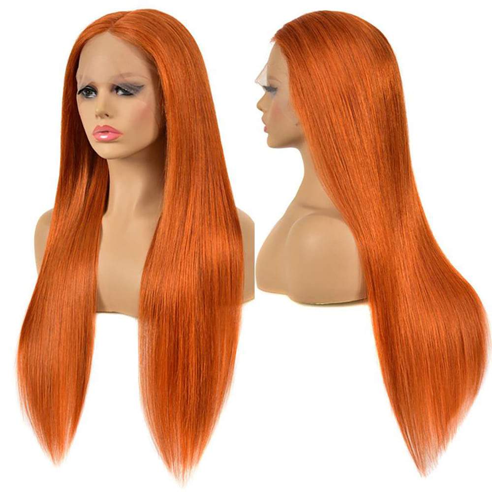 Luve #350 Orange Ginger T Part Human Hair Wig Pre-plucked With Baby Hair
