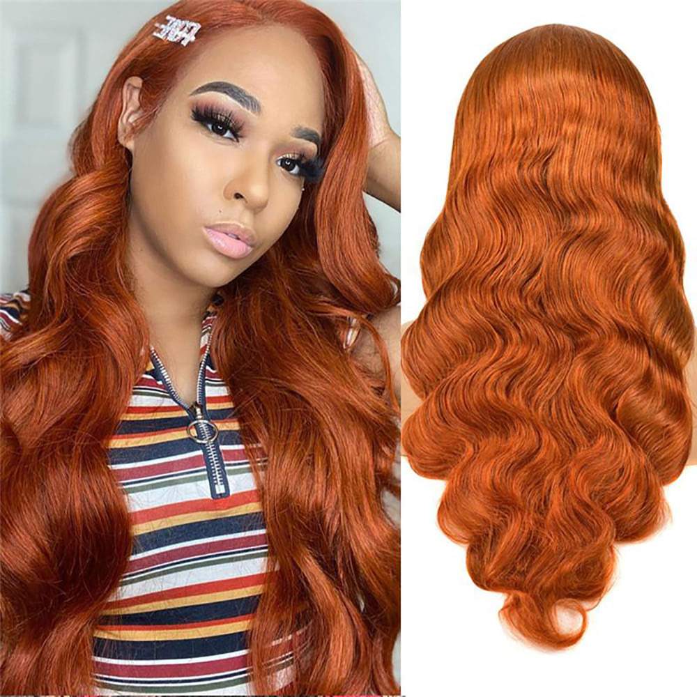 Luve #350 Orange Ginger T Part Human Hair Wig Pre-plucked With Baby Hair
