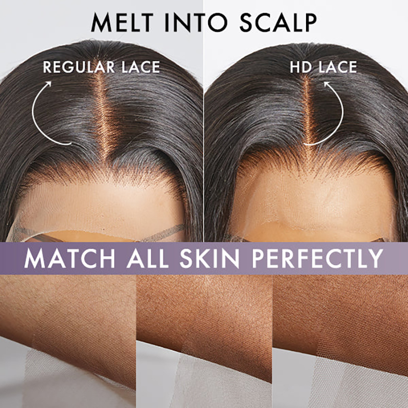 Luve 5x5 HD Lace Glueless C Part Long Wig With Bangs 100% Human Hair