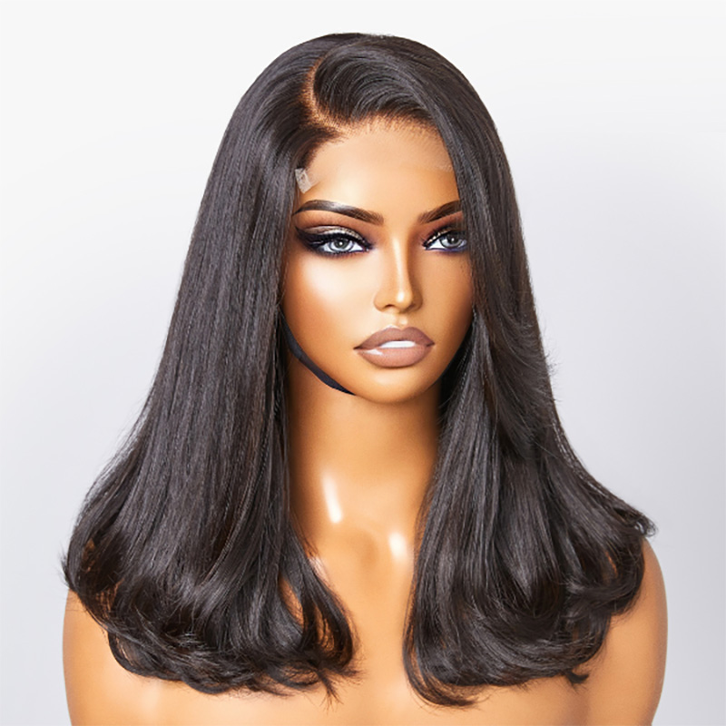 Luve 5x5 HD Lace Glueless C Part Long Wig With Bangs 100% Human Hair