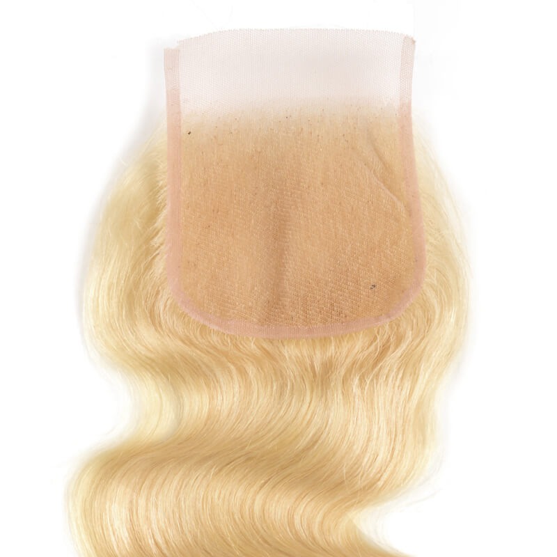 613 Blonde Body Wave 4x4 Lace Closure Transparent or HD Lace Virgin Human Hair