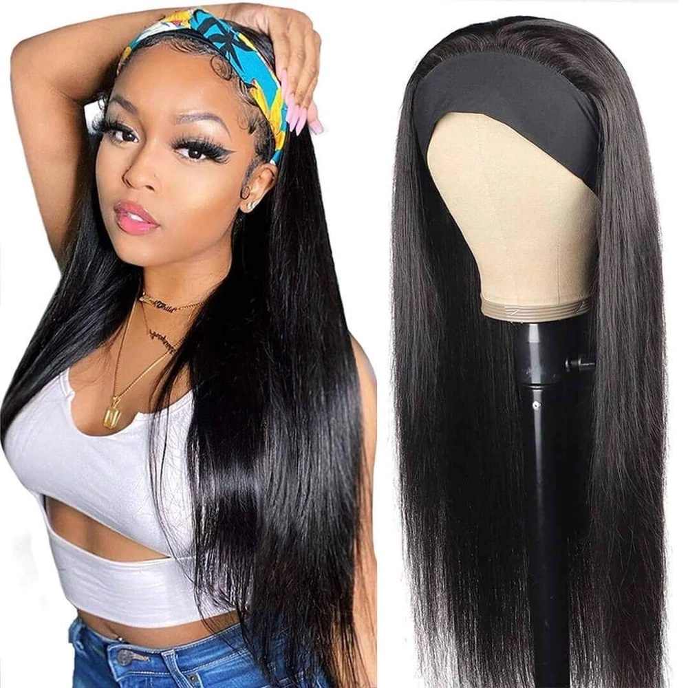 Luve Affordable Virgin Human Hair Silky Straight Headband Wig