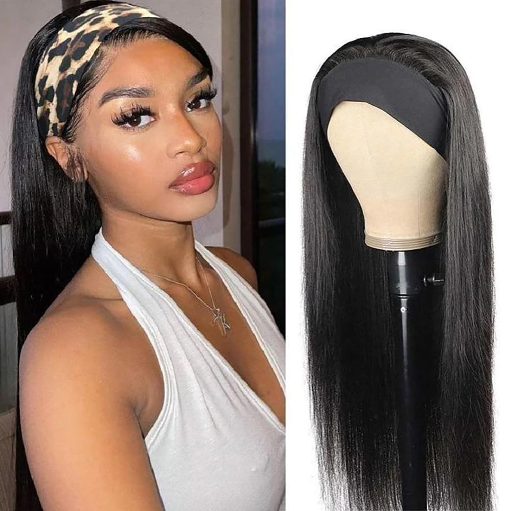 Luve Glueless Headband Wig Human Hair Silky Straight Hair Wear To Go (Get 2 Free Random Headbands)