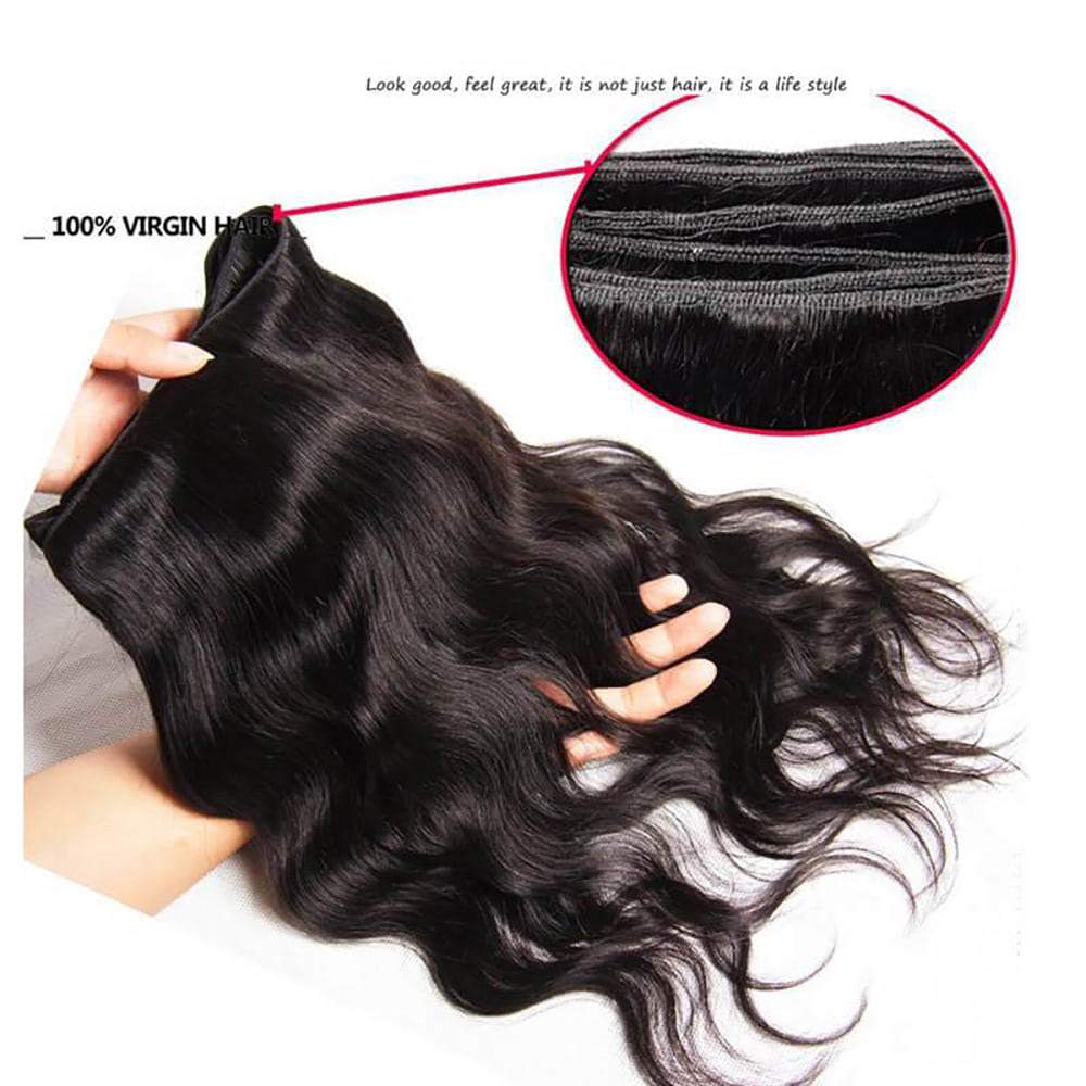 Luve Best Virgin Hair Body Wave 3 Bundles With 4X4 Lace Closure