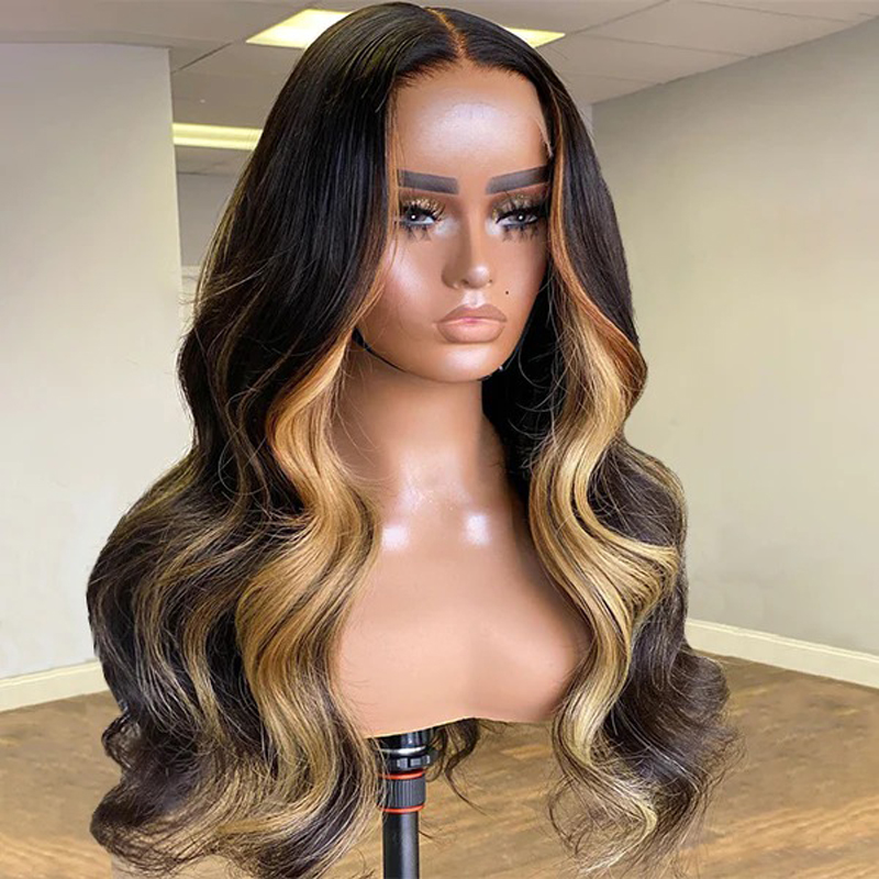 Luve Loose Wave Blonde Highlights 5x5 HD Lace Closure Wig Human Hair