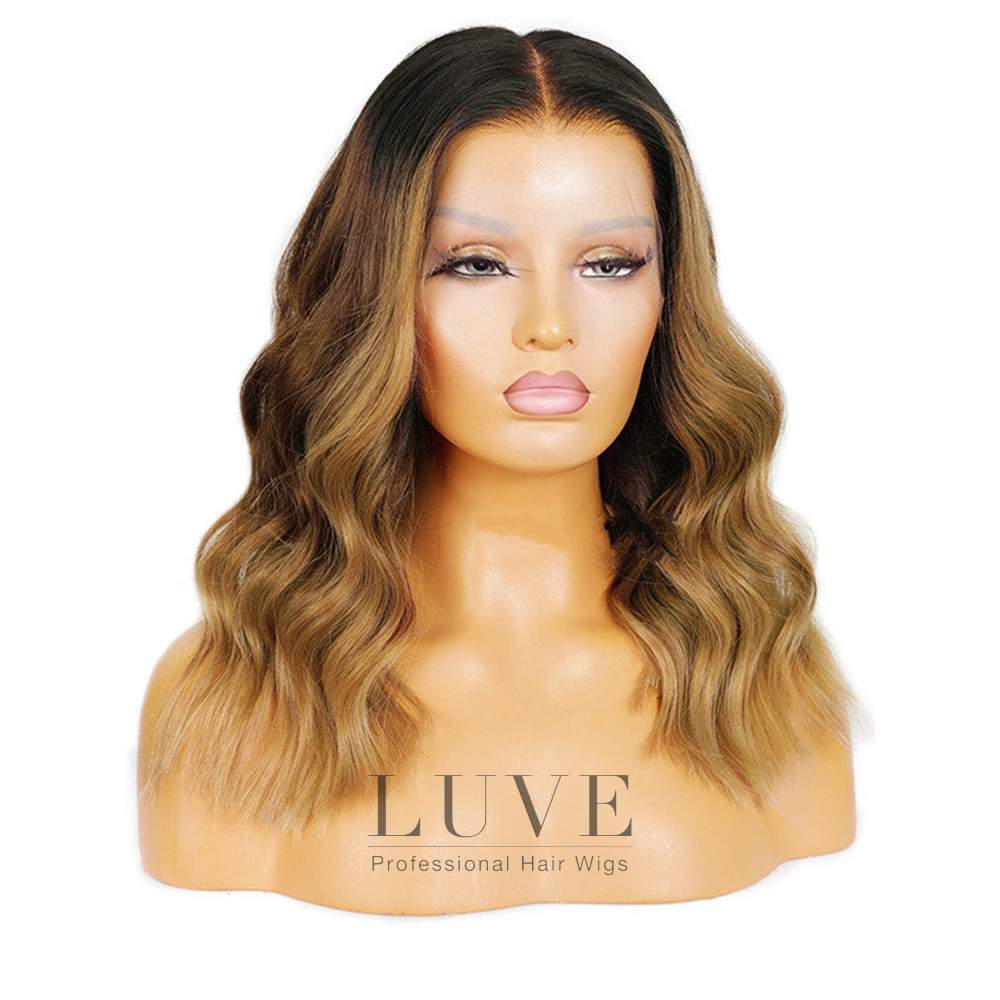 Luve Blonde Wig Dark Roots 180% Density Human Hair Undetectable Lace Wigs