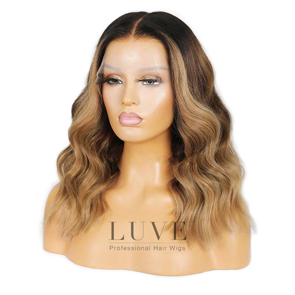 Luve Blonde Wig Dark Roots 180% Density Human Hair Undetectable Lace Wigs