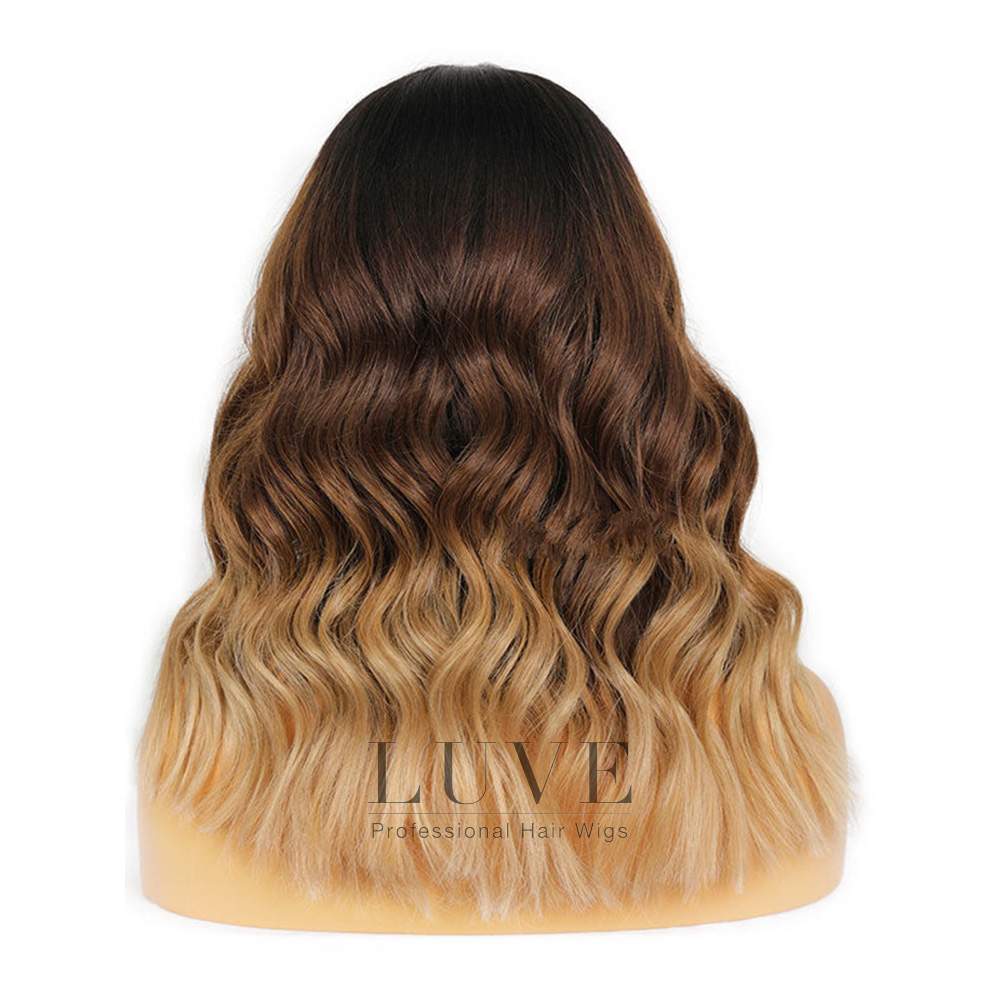 Luve Blonde Wig Dark Roots 180% Density Human Hair Undetectable Lace Wigs