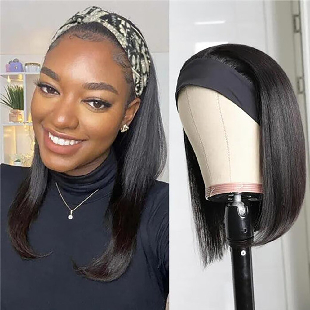 Luve Bob Headband Wig Straight Human Hair Wigs For Black Women