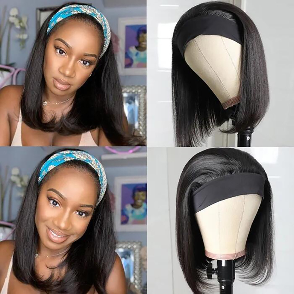 Luve Bob Headband Wig Straight Human Hair Wigs For Black Women