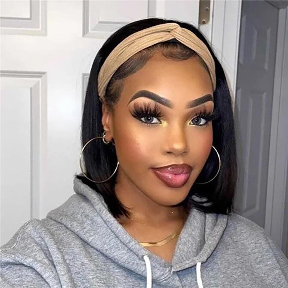 Luve Bob Headband Wig Straight Human Hair Wigs For Black Women