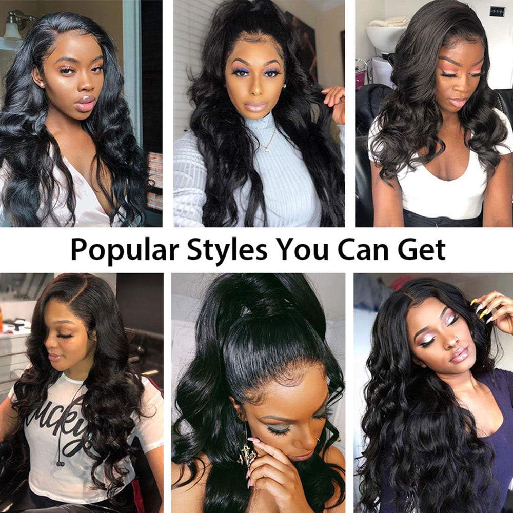 Body Wave 360 Lace Frontal Wig Natural Color Pre-Plucked Invisible Drawstring