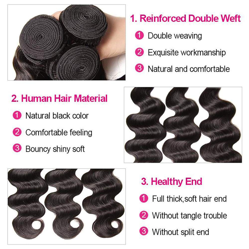Luve Body Wave Human Virgin Hair Weft 3 Bundles Hair Extensions