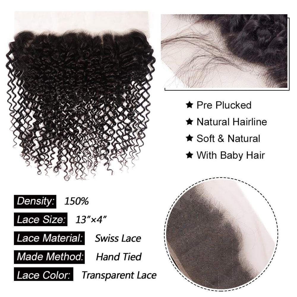 Luve Curly 13x4 Transparent Lace Frontal Closure Virgin Human Hair
